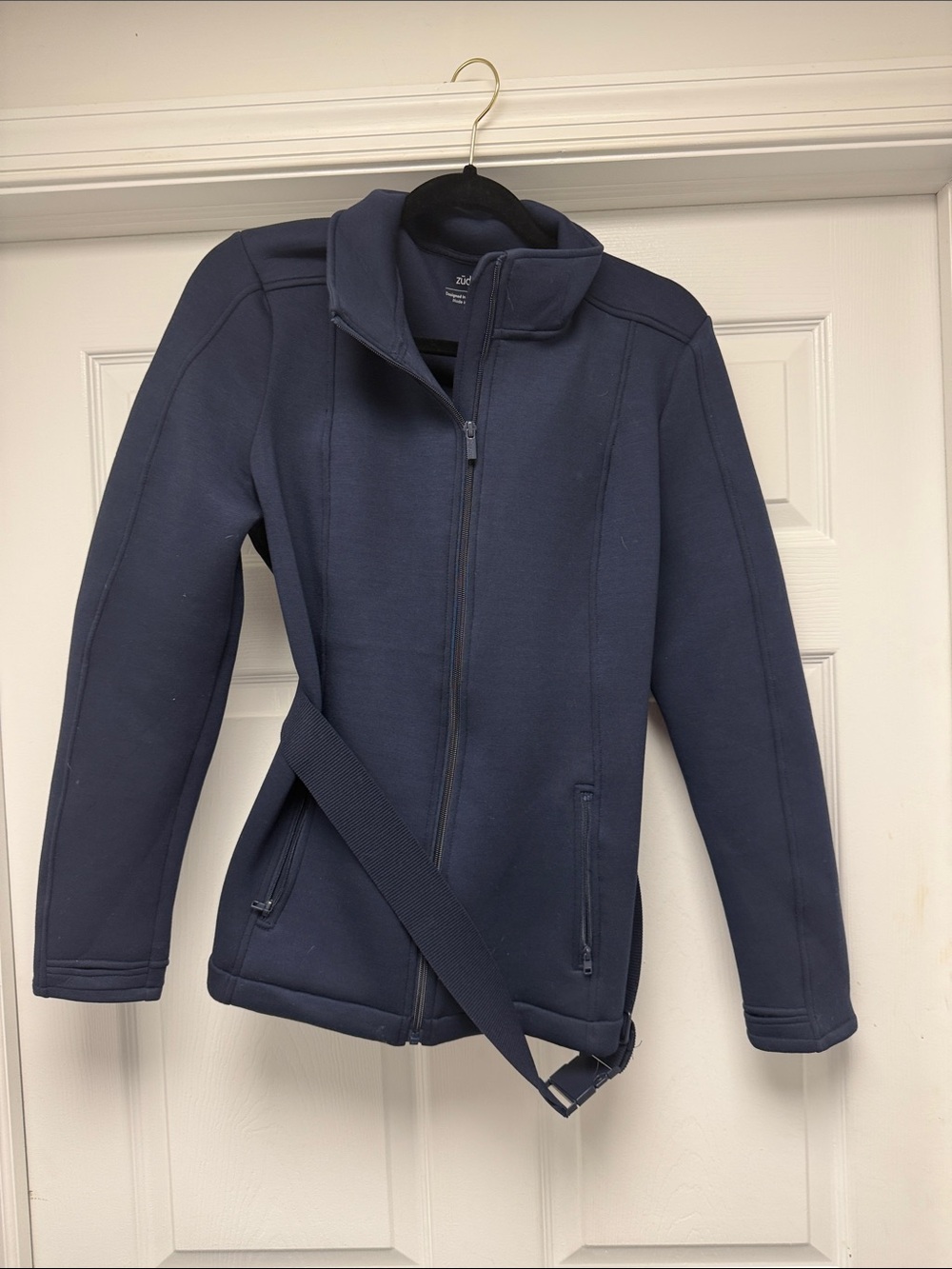 zuda Navy Zip-Up Utility Jacket with Belt